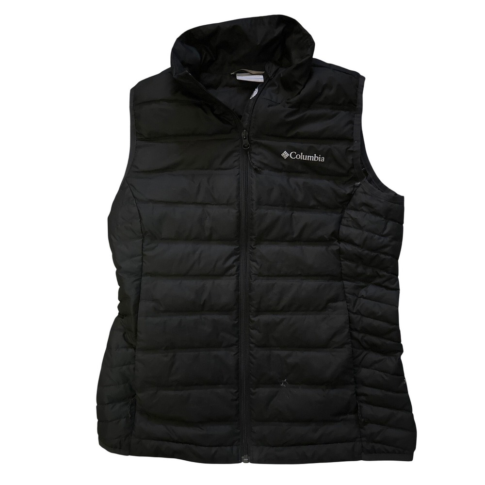 Columbia Womens Black 650 Fill Power Down Puffer Vest Small Full Zip Quilted